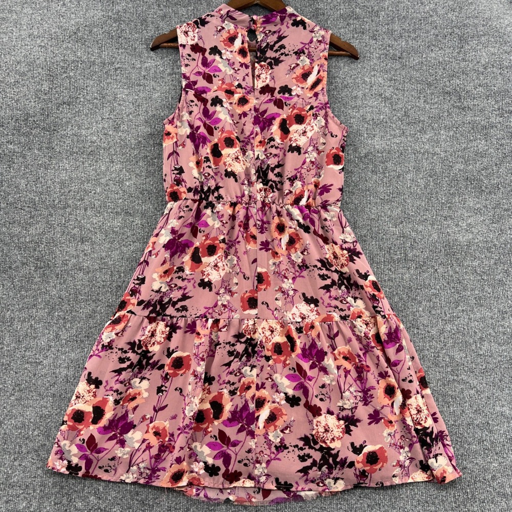 Lulus Floral Sleeveless Mini Dress Women M Pink Mock Neck Garden Fairy Wedding - Picture 9 of 10